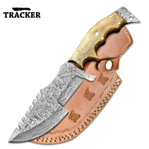 Cutlery Salvation Handmade Damascus Blade Full Tang Tracker Knife With Olive Wood Handle