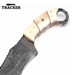 Custom Handmade Damascus Steel Hunting Outdoor Tracker Knife with Leather Sheath