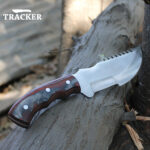 Stainless Steel Tracker Knife With Durable Leather Sheath