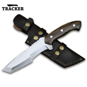 Custom Stainless Steel Tracker Knife Wood Handle With Sheath