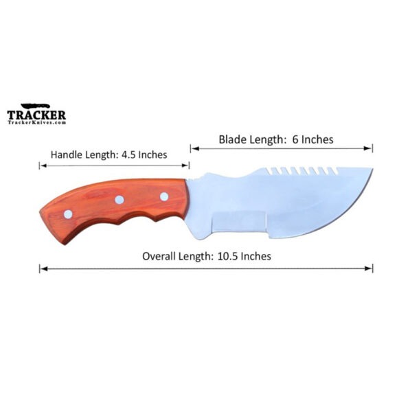 Custom Handmade Stainless Steel Tracker Knife - Red Brown Handle