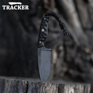 Handcrafted Black Tactical Knife with Leather Sheath