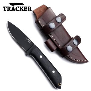 Handmade D2 Steel Hunting Knife with G10 Handle & Leather Sheath