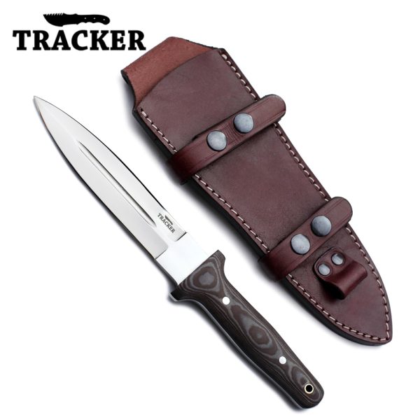 Handmade D2 Steel Hunting Knife with G10 Handle & Leather Sheath