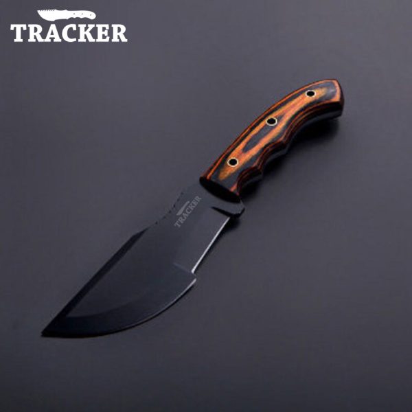 Tactical Bushcraft Tracker Knife || Black Carbon Coated