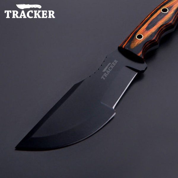 Tactical Bushcraft Tracker Knife || Black Carbon Coated