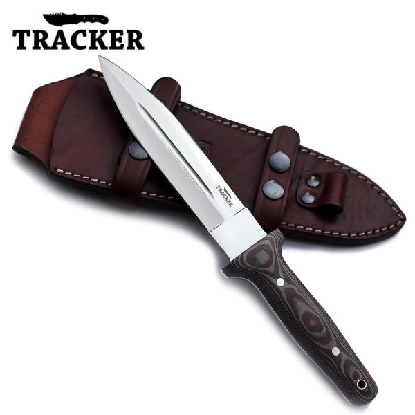 Handmade D2 Steel Hunting Knife with G10 Handle & Leather Sheath