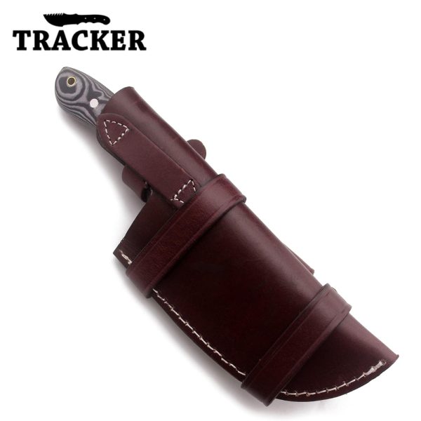 Micarta Handle D2 Tool Steel Tactical Hunting Knife with Leather Sheath