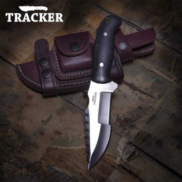 Handmade Tracker Knife D2 Steel Hunting and Tactical Knife with Micarta Handle